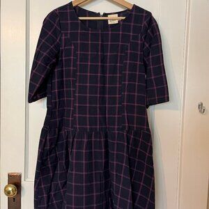 Mata Traders Black and Pink Plaid Mini Dress